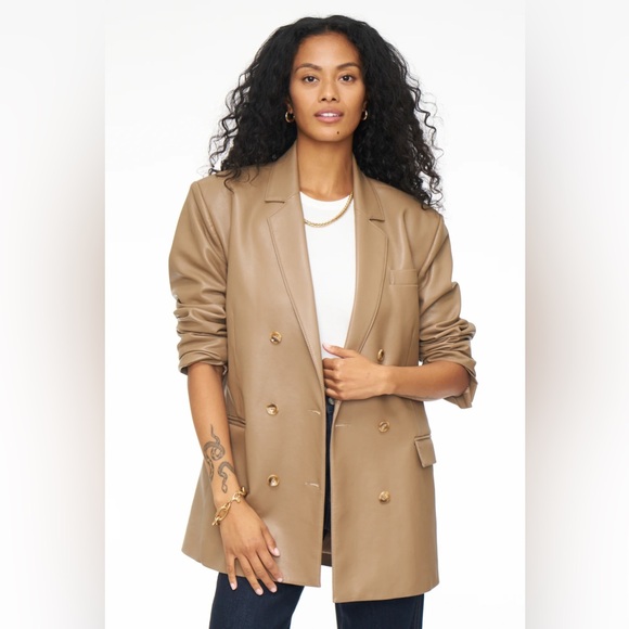 $298 PISTOLA ROMAN VEGAN LEATHER BLAZER TORTOISESHELL REVOLVE MOTHER GRLFRND - Picture 3 of 12